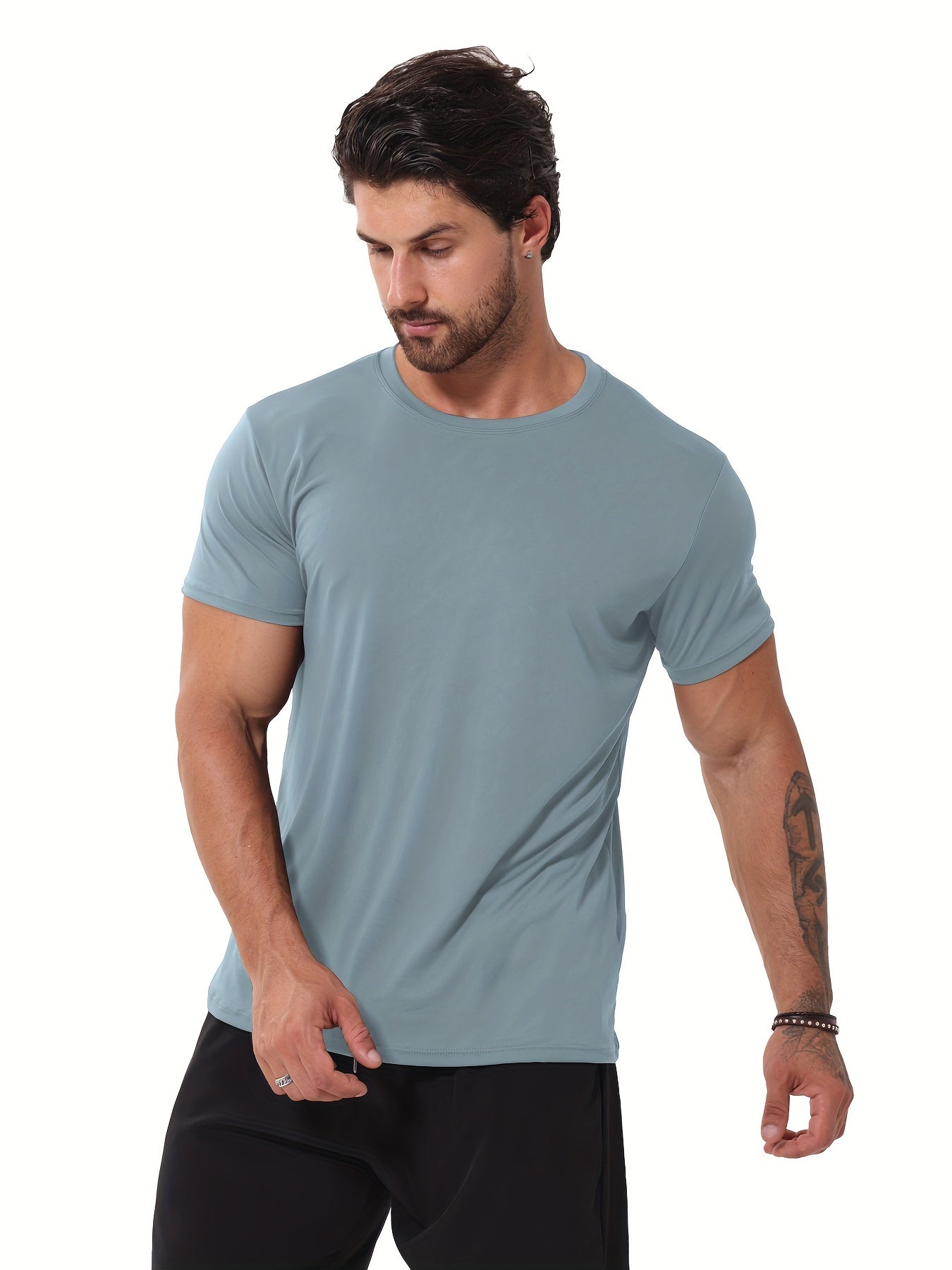 Paquete de 6 camisas de entrenamiento para hombres de manga corta atléticas activas camisetas de secado rápido con cuello redondo para correr