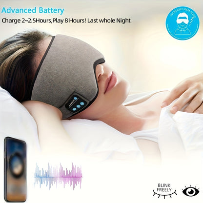 Máscara para dormir inalámbrica, auriculares para dormir, de viaje con música ajustables y lavables con altavoces incorporados, micrófono manos libres