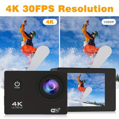 Cámara de acción 4K Ultra HD - Resistente al agua, WiFi, control remoto, tarjeta de 8 GB, lente gran angular de 170° - Captura tus aventuras como nunca antes