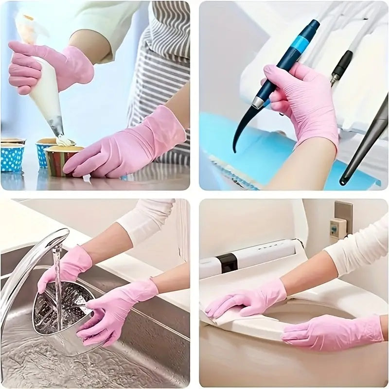 100 guantes desechables de limpieza para peluquería de uñas Tattto sin látex de nitrilo de 3 mil