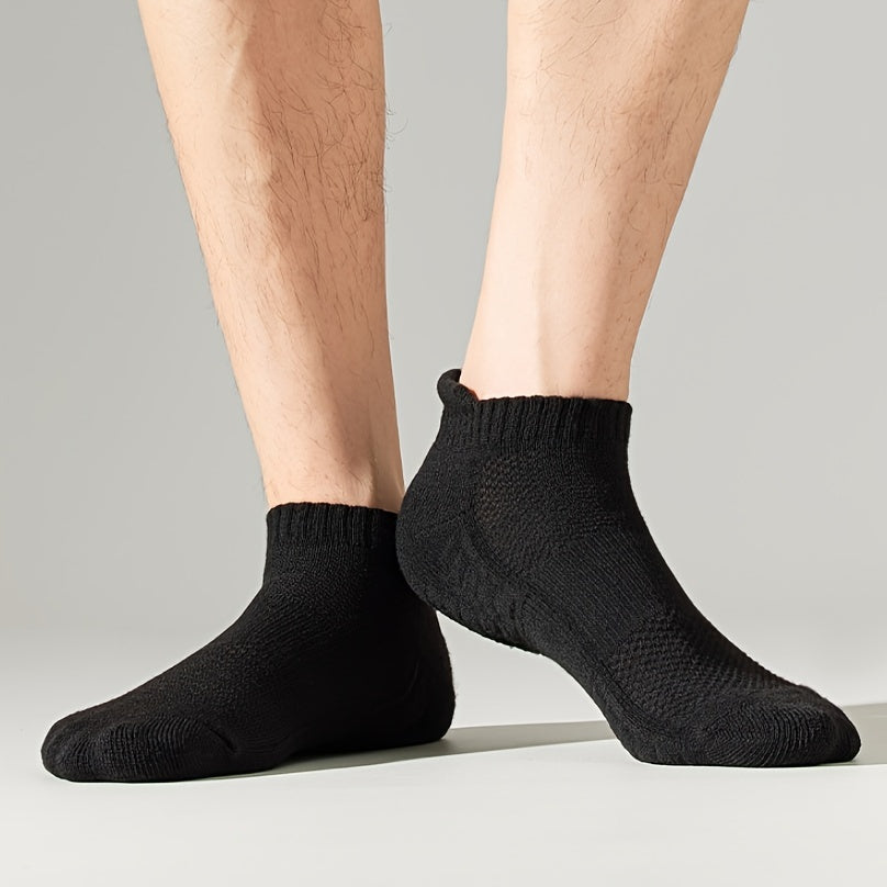 5 pares de calcetines unisex, calcetines casuales hasta el tobillo con parte inferior de toalla, calcetines cortos deportivos transpirables, absorbentes del sudor, antiolor para primavera y verano