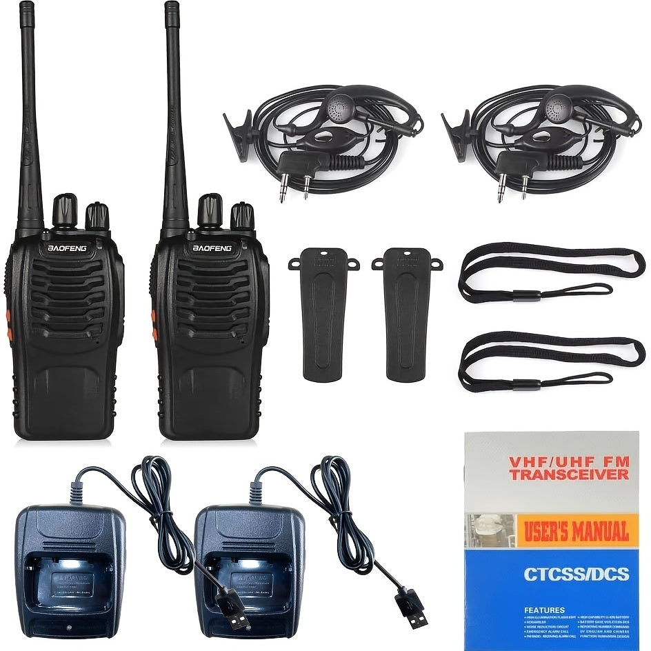 2 uds BAOFENG BF-888S UHF 400-480MHz Radioaficionado Radio bidireccional portátil UHF Walkie Talkies portátiles para adultos, senderismo, ciclismo, camping