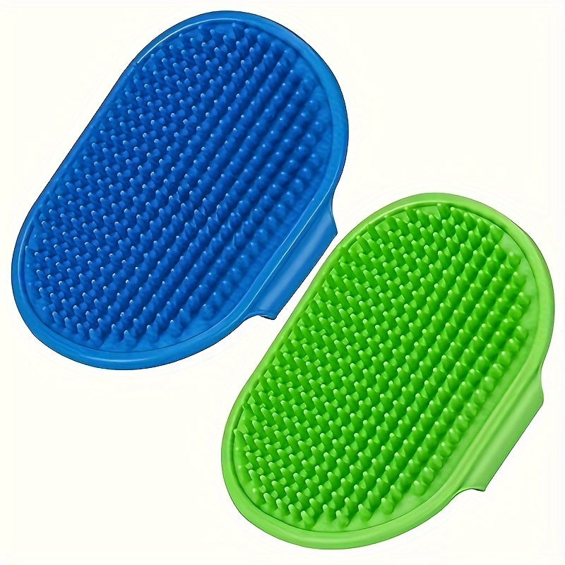 Paquete de 2 cepillos de aseo para perros, cepillo de baño para mascotas premium con mango de anillo ajustable para bañarse, masajear, depilación, en cabello húmedo o seco, para perros y gatos de pelo largo y corto