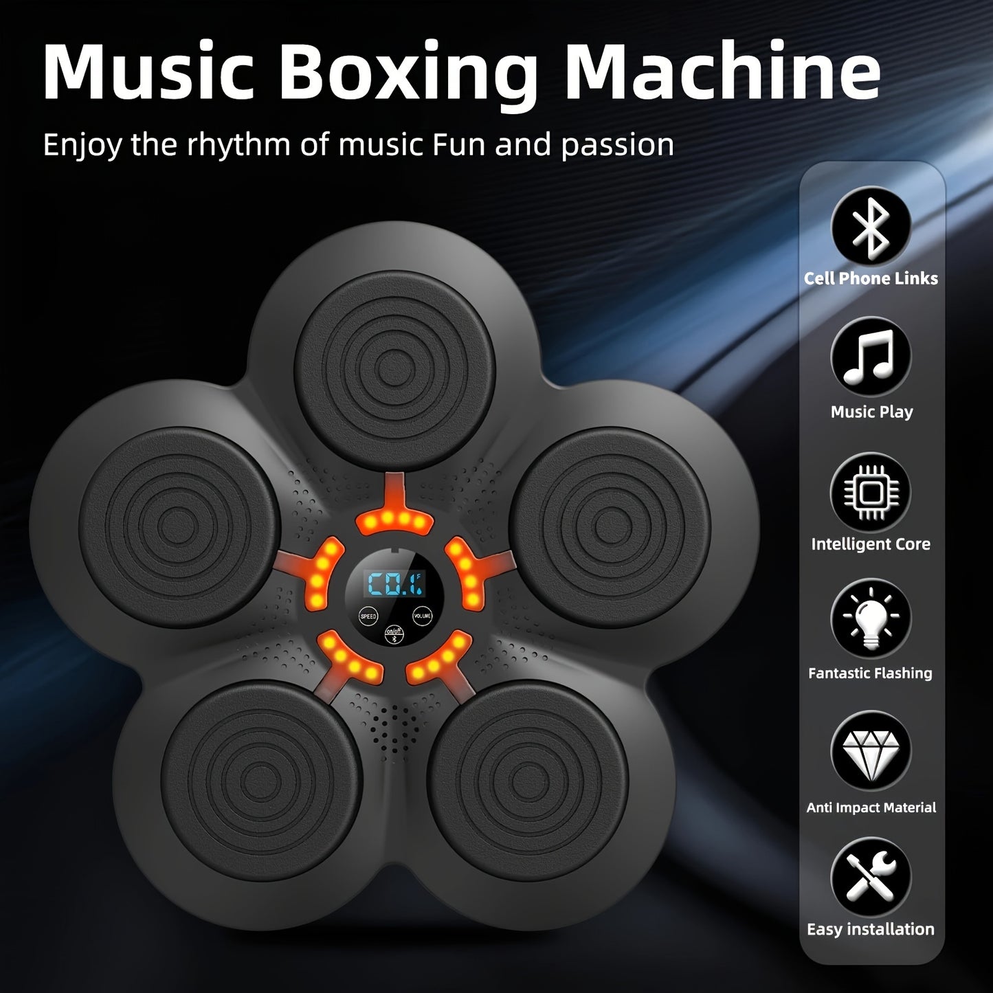 Máquina de boxeo con música inteligente, máquina de boxeo musical montada en la pared, equipo de entrenamiento de boxeo montado en la pared, puede reproducir música y conectarse a la máquina de boxeo con música