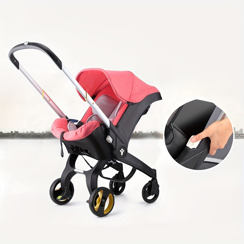 Cochecito de bebe 4 en 1 | Cochecito ajustable con capota | Cochecito infantil plegable compacto | 39 pulgadas de altura, 23,6 pulgadas de profundidad, 17,3 pulgadas de ancho | Cochecito cómodo para viajes y uso al aire libre, como regalo de Halloween.