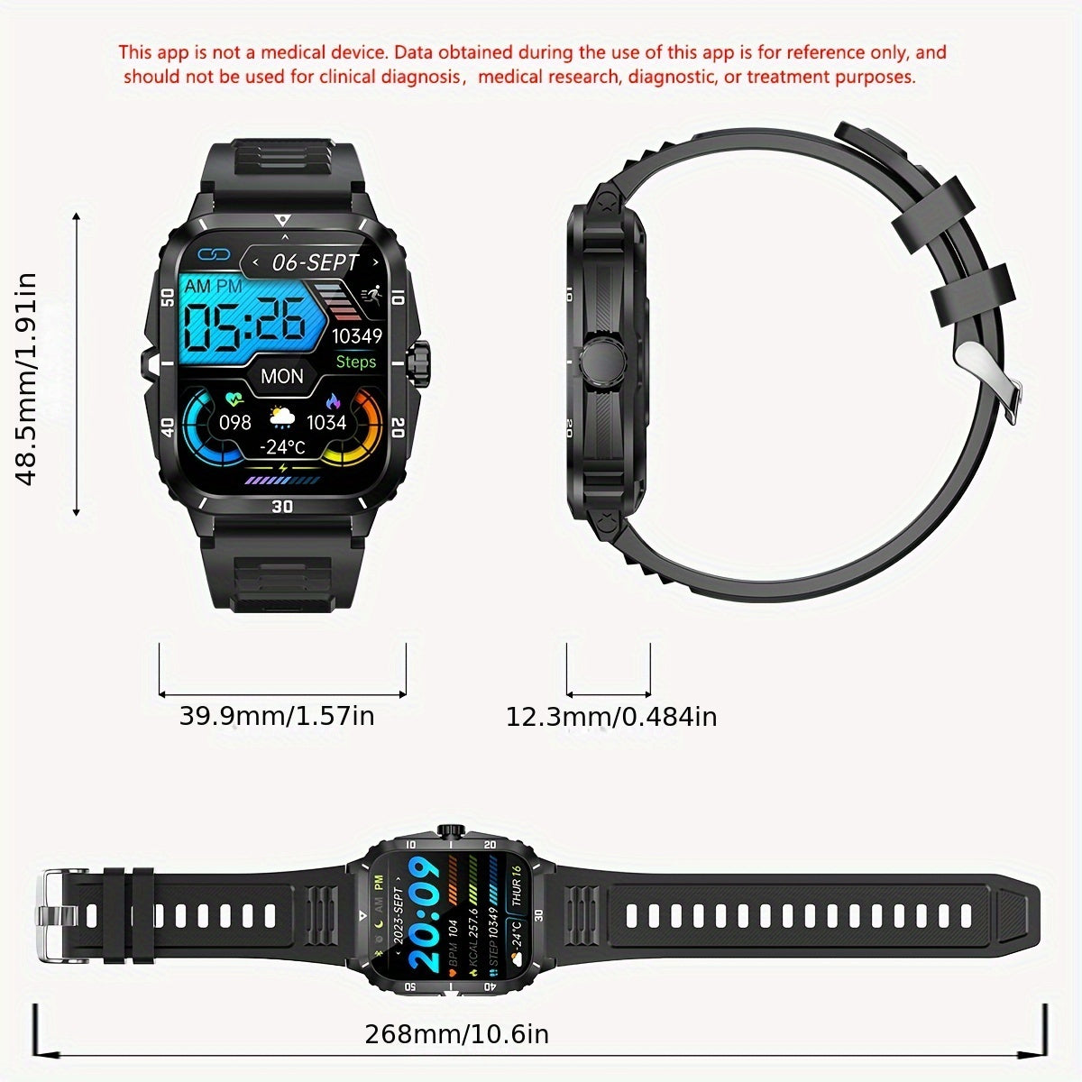 SENBONO Reloj Inteligente para Hombres con Pantalla Táctil Grande de 4,98 cm, Batería Grande de 430 mAh, Modos Multideportivos.