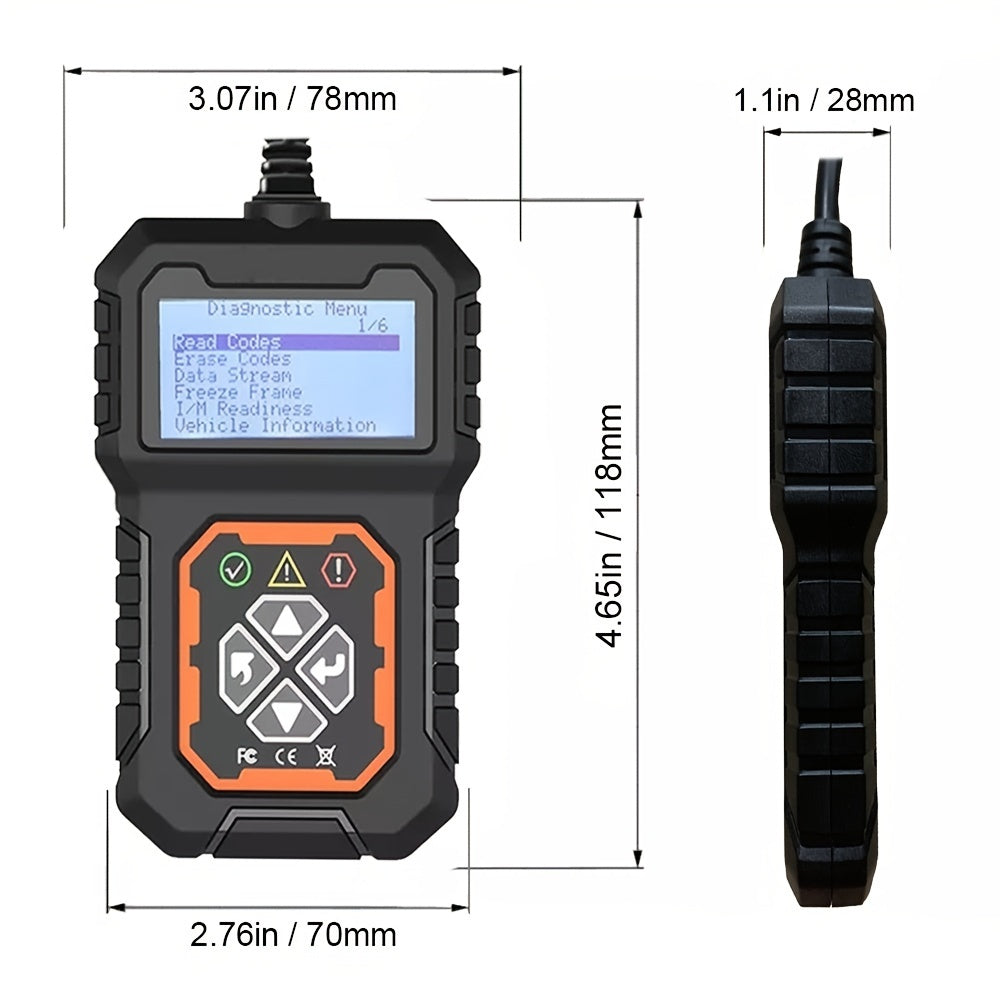 Lector de códigos de automóvil, escáner de códigos de automóvil OBD2 Comprobar la luz del motor Lector de códigos de falla Escáner EOBD Herramienta de diagnóstico de protocolos CAN para automóviles OBDII de 12 V desde 1996