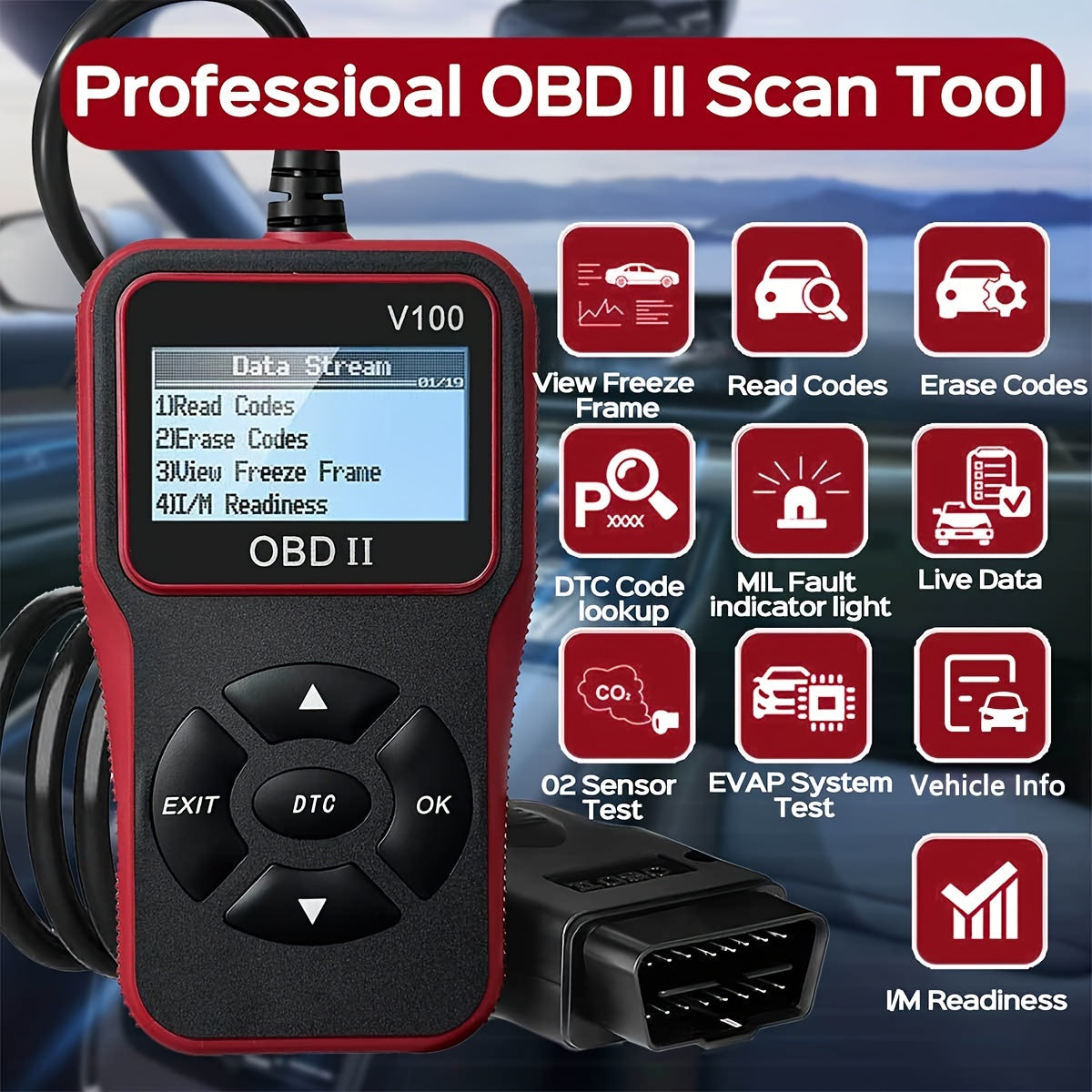 Lector de códigos de diagnóstico OBD2 para automóviles, lector de códigos de fallas del motor, escáner que puede diagnosticar la herramienta de escaneo para todos los automóviles con protocolo OBD II desde 1996