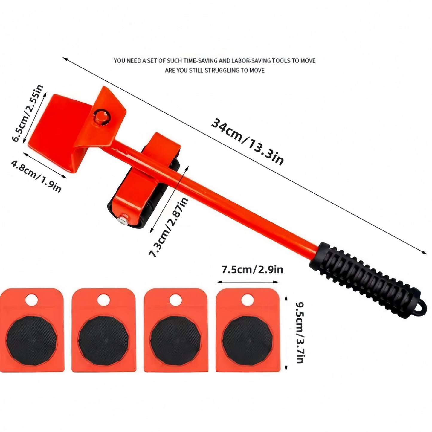 Elevador de muebles de 5 piezas, kit deslizante para muebles de 3,7 "x 2,95", herramienta de rodillo para mover muebles, almohadilla giratoria de 360 grados, fácil de rediseñar y reorganizar los sofás del espacio habitable fácilmente, plástico y ac