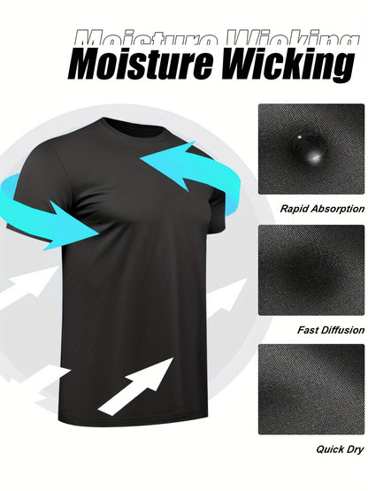 Paquete de 6 camisas de entrenamiento para hombres de manga corta atléticas activas camisetas de secado rápido con cuello redondo para correr