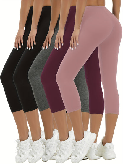 Paquete de 5 pantalones capri súper suaves para mujer, sin transparencias, entrenamiento, correr, yoga, atlético, capri