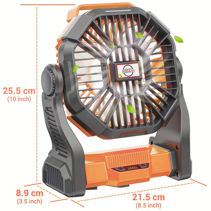 Ventilador portátil con batería, recargable por USB, para tienda de campaña, con luz LED, EE. UU. UU.