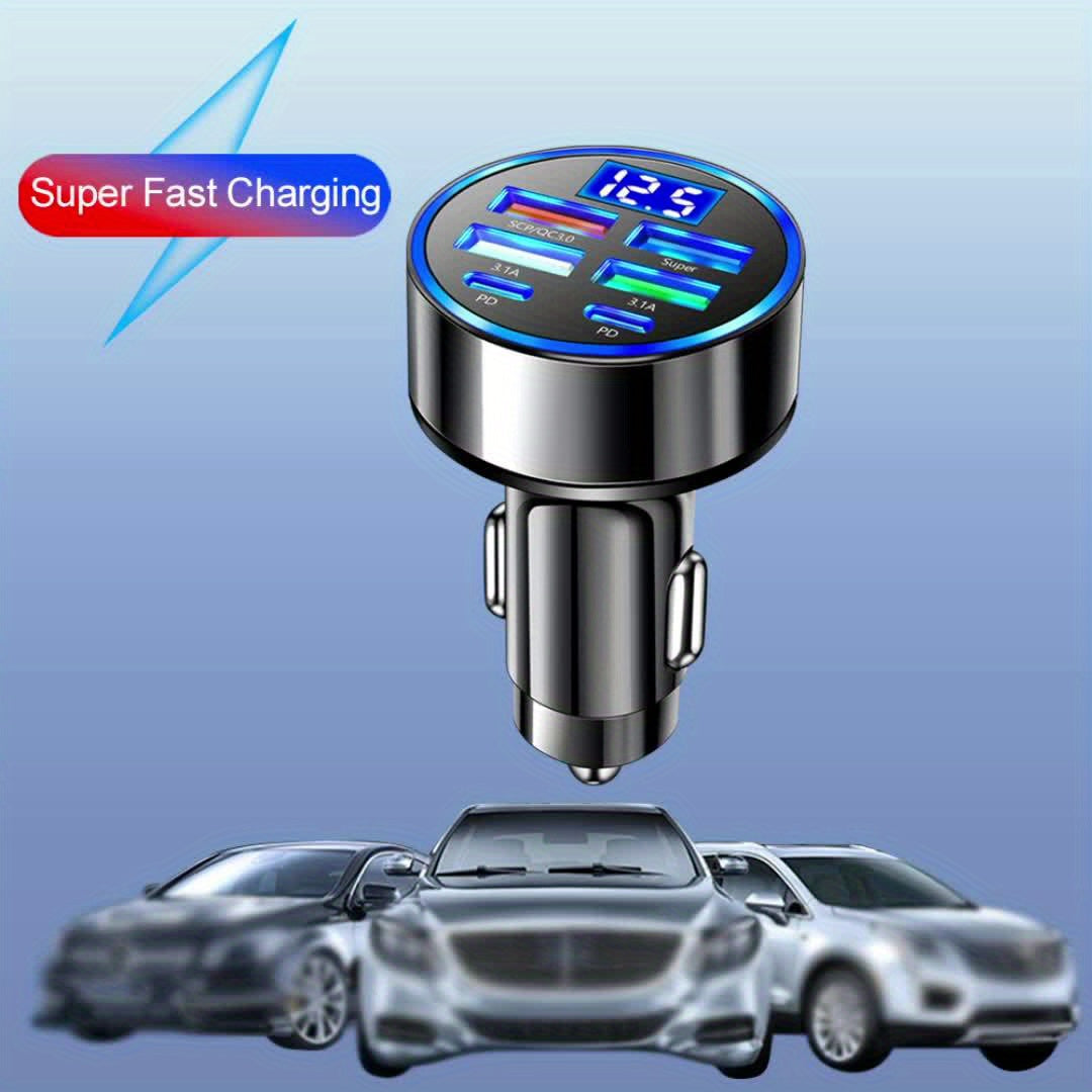 Cargador de coche XJDR con múltiples puertos 2PD y 4 USB, carga rápida PD QC3.0, USB C, adaptador tipo C para coche