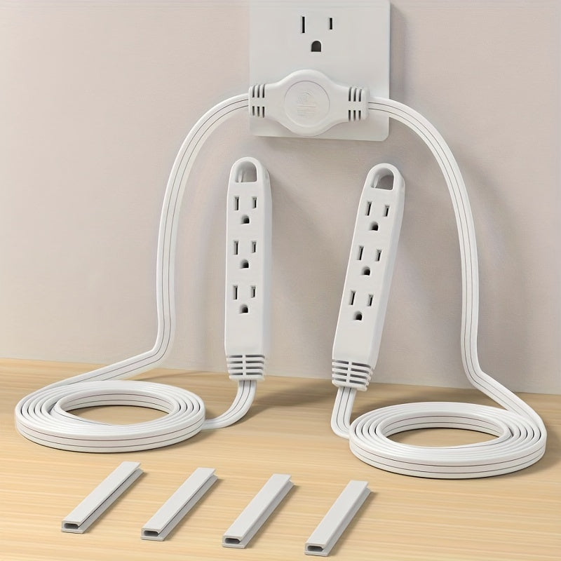 Regleta de alimentación con cable de extensión - Cable de 12 pies - 6 pies en cada lado - Enchufe de salida de cabeza plana (abrazador de pared) - 6 salidas polarizadas 13A 125V 1625W Aprobación ETL