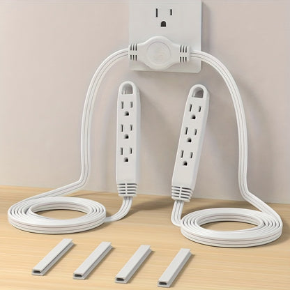 Cable de extensión con regleta de enchufes: cable de 12 pies, 6 pies en cada lado, enchufe de cabeza plana (que se adapta a la pared), 6 tomas polarizadas, 13 A, 125 V, 1625 W, aprobación ETL