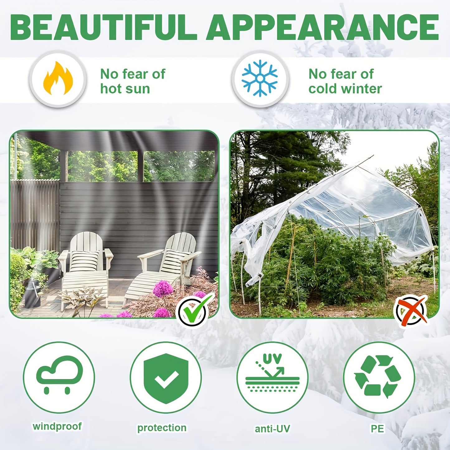 Lona impermeable transparente con anillo de sellado, cubierta de jardín exterior impermeable para patio, gallinero, dosel de porche y camping