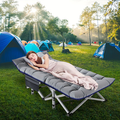 Cuna plegable MOPHOTO de 75" con colchoneta de doble cara, cama plegable portátil para invitados, cama para dormir resistente, cama para acampar con bolsa de transporte