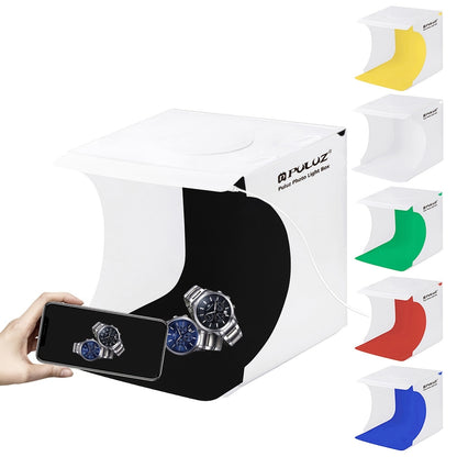 Kit de caja de tienda de campaña con luz para sesión de fotos, portátil, plegable, 550LM, 19,99 cm, con fondos de 6 colores, negro, blanco, amarillo, rojo, verde, azul