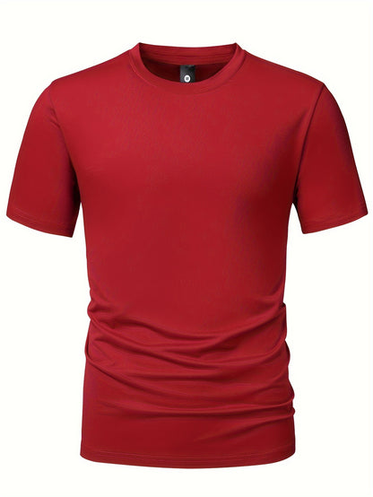 5 camisetas deportivas de moda para hombre, camiseta informal elástica de cuello redondo para verano