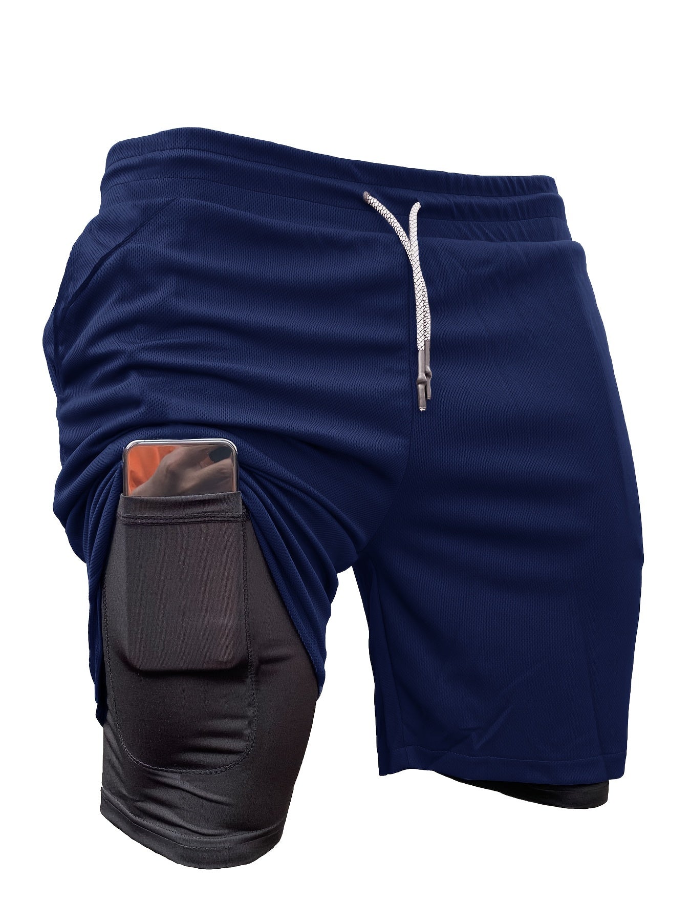 Pantalones cortos de doble capa 2 en 1 para hombre, 5 uds., con bolsillo interior, pantalones cortos deportivos de alta elasticidad para entrenamiento de gimnasio de verano