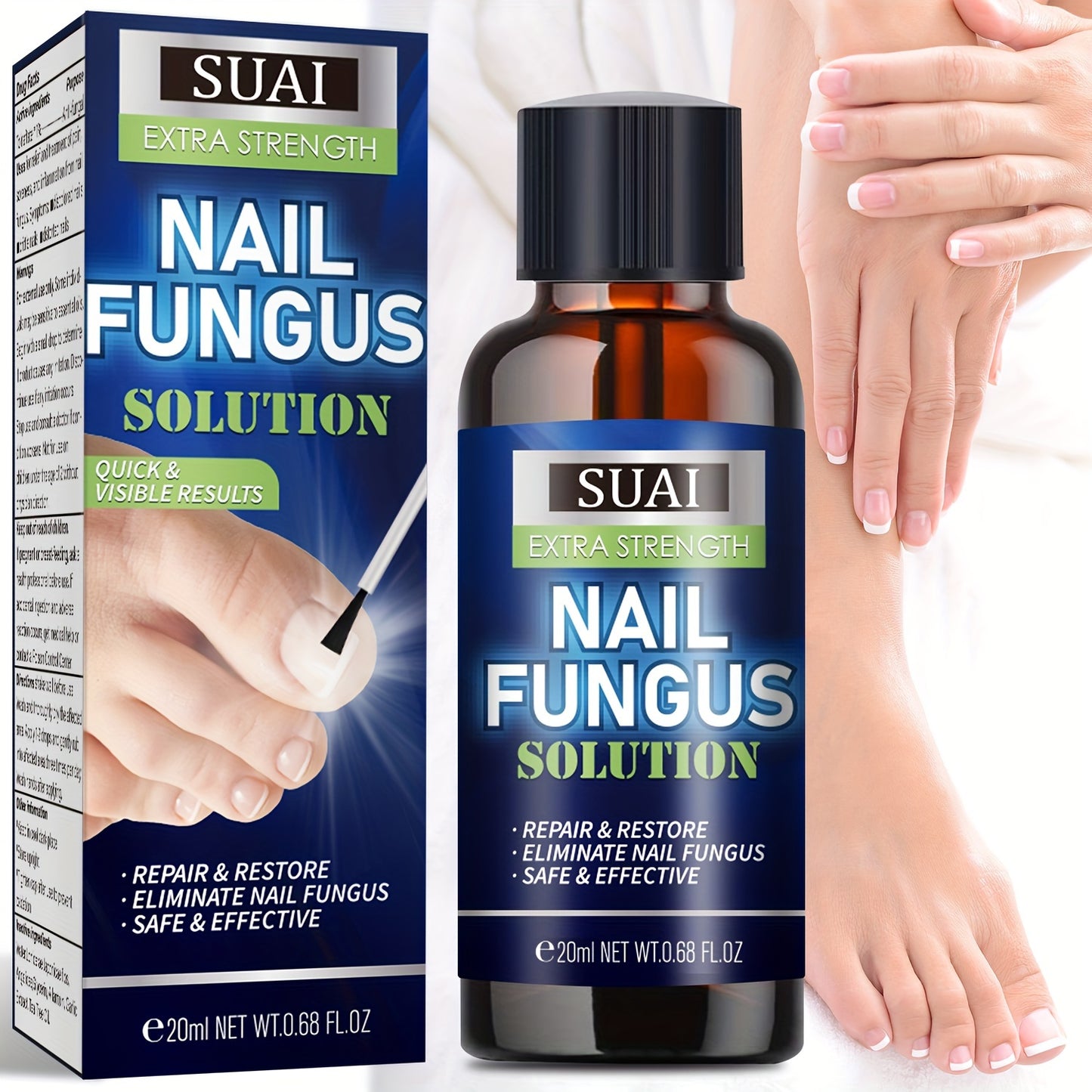 Líquido para tratamiento de hongos en las uñas de 0.68 oz - Fórmula 100% natural pura para uñas de los pies extrafuerte - Para uñas descoloridas, espesas, amarillas y con hongos - Solución antimicótica y hongos debajo de la uña - Uña con hongos