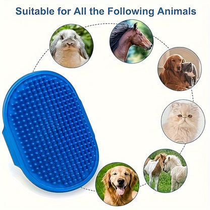 Paquete de 2 cepillos para el cuidado de perros, cepillo de baño premium para mascotas con mango de anillo ajustable para bañar, masajear, eliminar el vello, en cabello húmedo o seco, para perros y gatos de pelo largo y corto