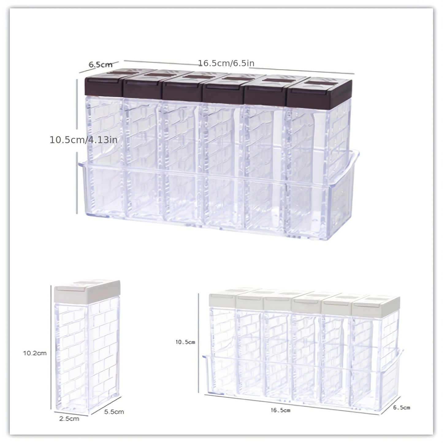 6 unidades, Tarros de Especias, Caja de Condimentos con Tapa, Contenedor de Almacenamiento para Especias, Sal y Pimienta, Set de Tarros Transparentes para Especias, Utensilios de Cocina, Esenciales para Apartamentos.