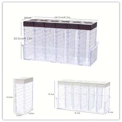 6 unidades, Tarros de Especias, Caja de Condimentos con Tapa, Contenedor de Almacenamiento para Especias, Sal y Pimienta, Set de Tarros Transparentes para Especias, Utensilios de Cocina, Esenciales para Apartamentos.