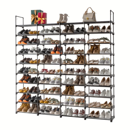 Estante para zapatos de 10 niveles, organizador de almacenamiento, estante para zapatos, organizador para entrada, capacidad para 80 pares de zapatos, zapatero apilable