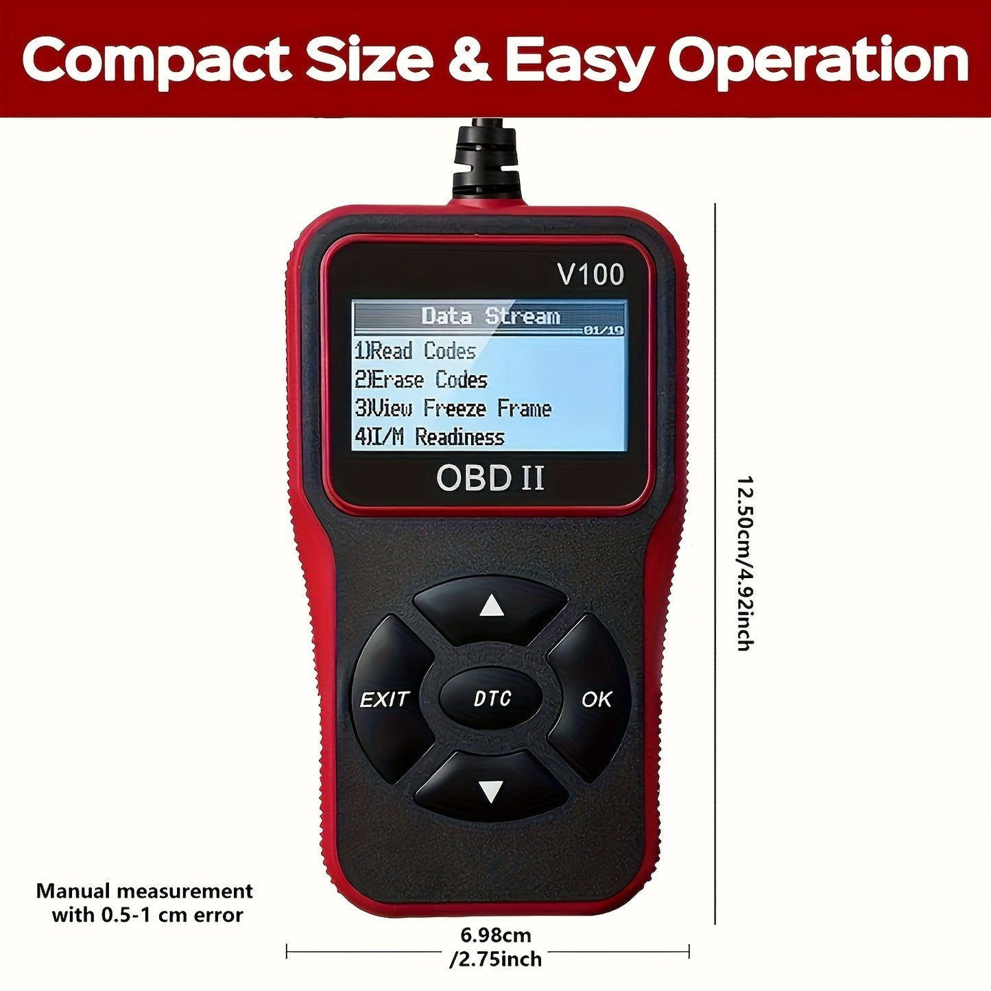 Escáner de diagnóstico OBD2 automotriz Lector de código Lector de código de falla del motor El escáner puede diagnosticar la herramienta de escaneo para todos los automóviles con protocolo OBD II desde 1996, preparación I/M, prueba de batería, lectura