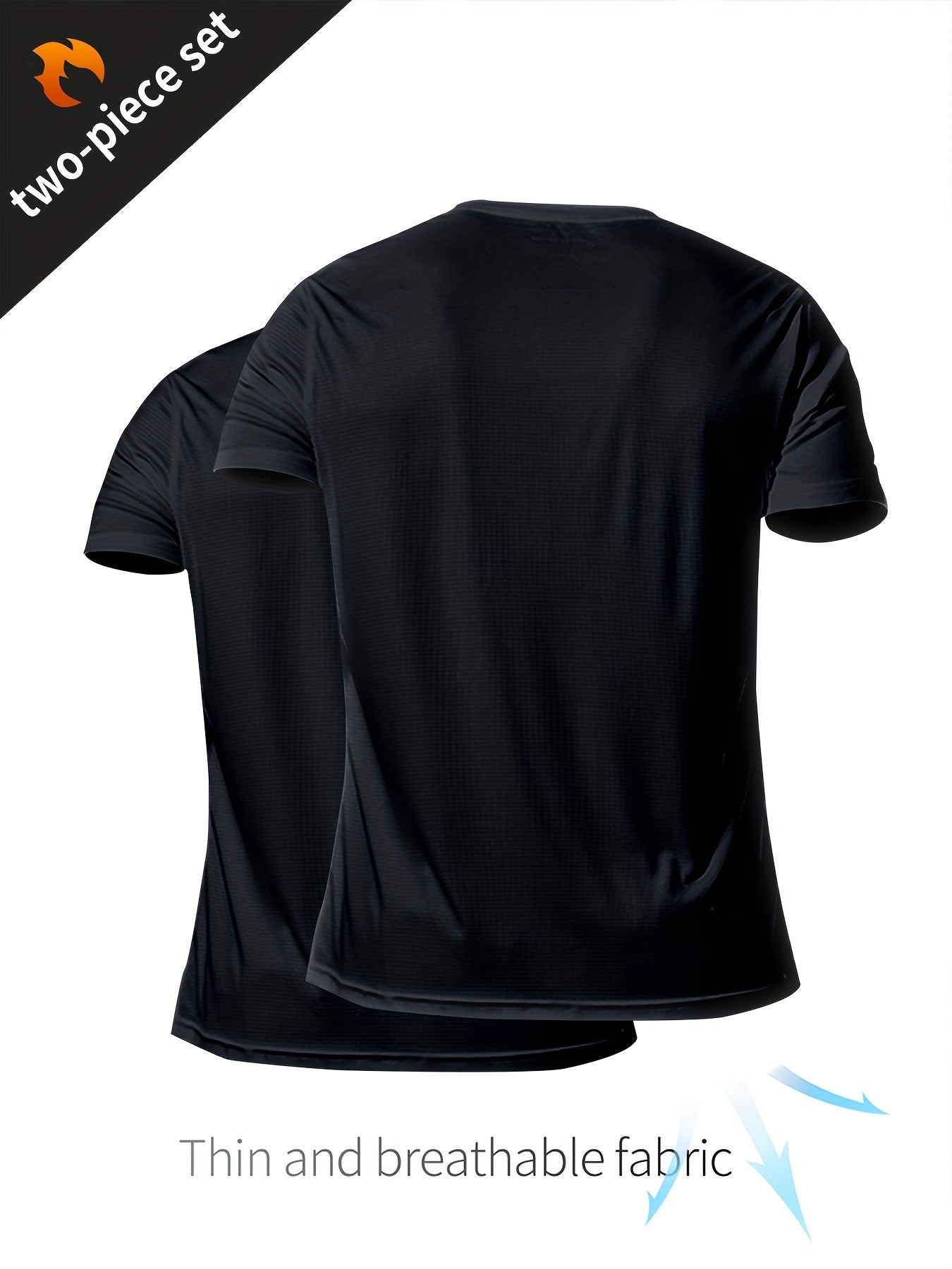 2 piezas de ropa deportiva informal para correr de secado rápido para hombres, traje de fitness transpirable ligero de secado rápido, camiseta de compresión tops de manga corta.