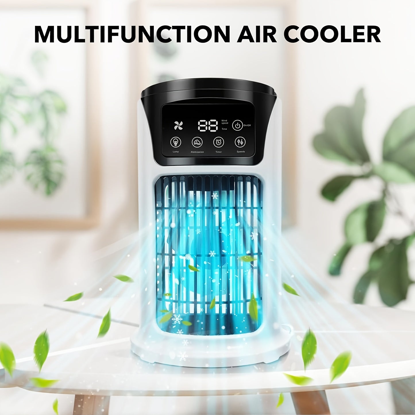 Ventilador portátil refrigerado por agua, humidificador, luz ambiental, ventilador de escritorio, enfriador USB, función tres en uno, enfriador esencial para uso en la oficina y el hogar, ventilador de escritorio portátil USB, ventilador USB