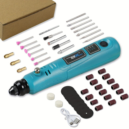 Mini kit de herramientas rotativas inalámbricas de 42 piezas de 3,6 V, kit de herramientas rotativas de 3 velocidades con carga USB con accesorios de 42 piezas, herramienta rotativa eléctrica multiusos para lijar, pulir, taladrar, grabar, grabar y ma