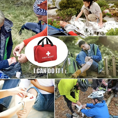 Kit de primeros auxilios multiusos para el hogar, camping, senderismo - Preparación para emergencias con suministros esenciales, vendas, tijeras, pinzas - Paquete portátil y duradero de dos tamaños, incluye toallitas limpiadoras