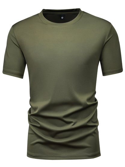 Camiseta deportiva de moda para hombre, camiseta informal elástica con cuello redondo, 5 uds., para verano