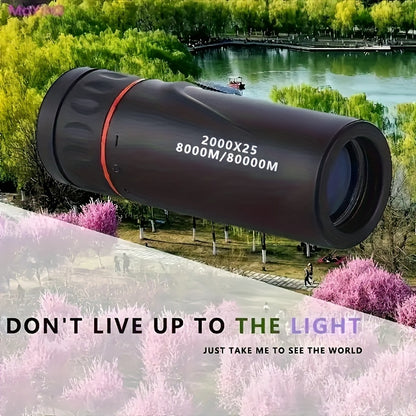 Monocular de aumento HD de 2000x25, telescopio portátil de un solo tubo de alta potencia, para acampar, caza, viajes, conciertos, pesca, regalo.