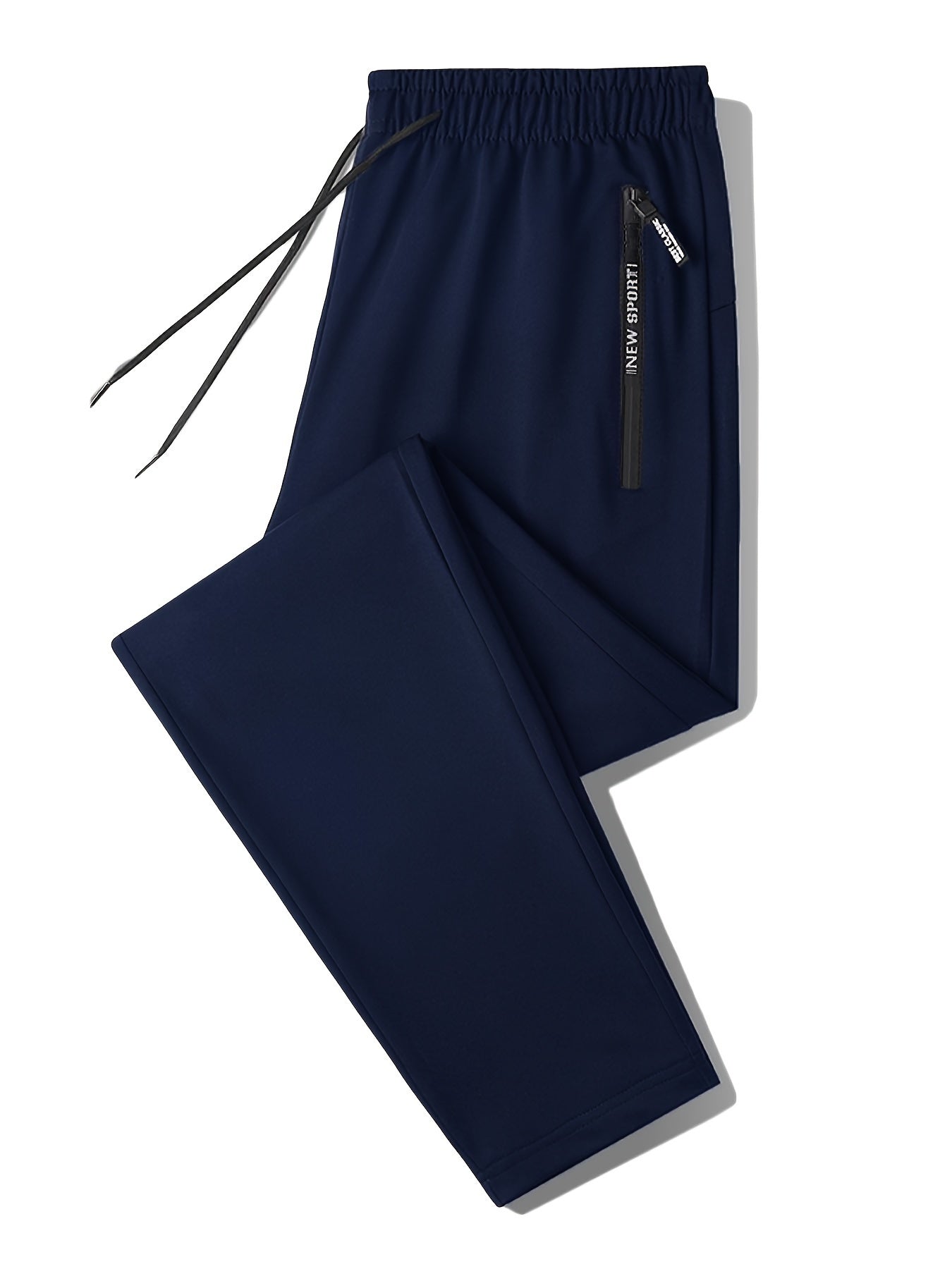 Conjunto de 2 pantalones deportivos lisos con puños y corte regular para hombre, bolsillos con cremallera y cordón con estampado de letras, pantalones deportivos para todas las estaciones, ropa deportiva y de gimnasio.