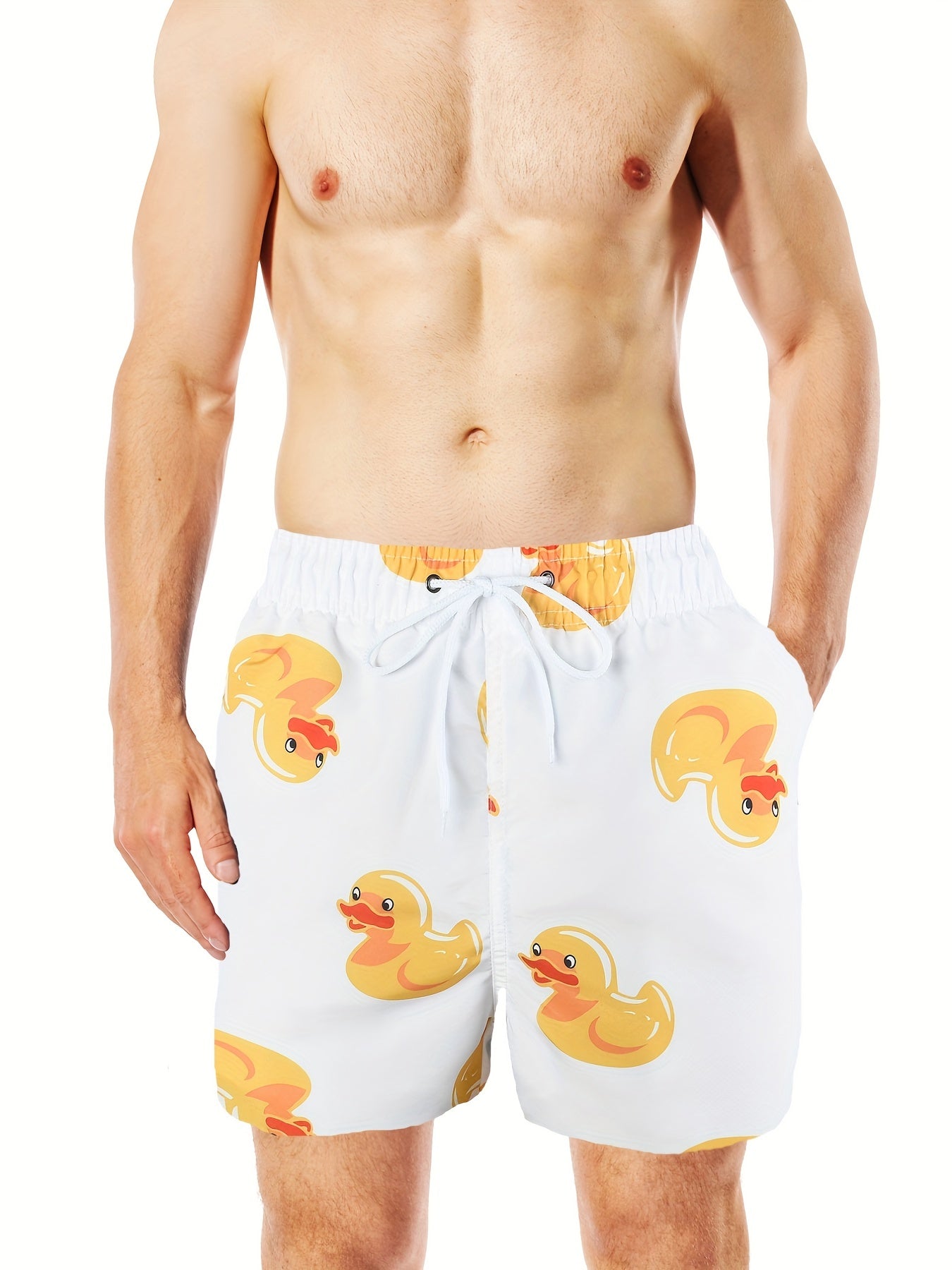 Pantalones cortos con estampado divertido estilo playa informal para hombre con malla