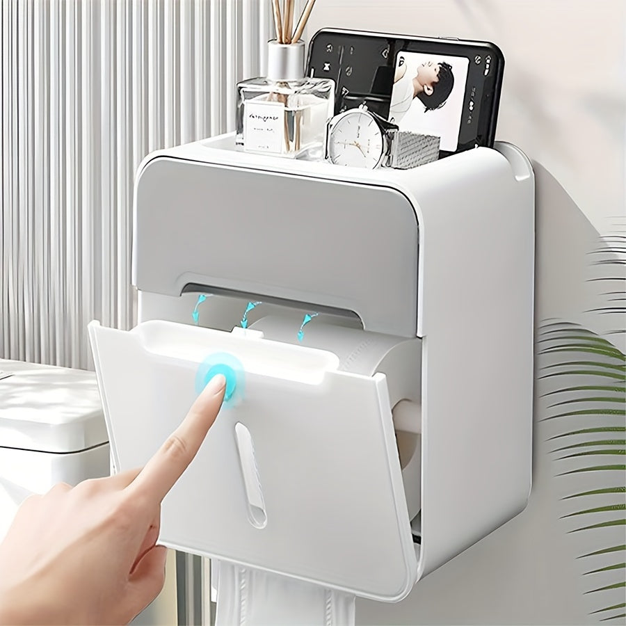 Caja para papel higiénico, sin perforaciones montada en la pared, caja de papel de doble capa impermeable para baño doméstico, porta papel higiénico.