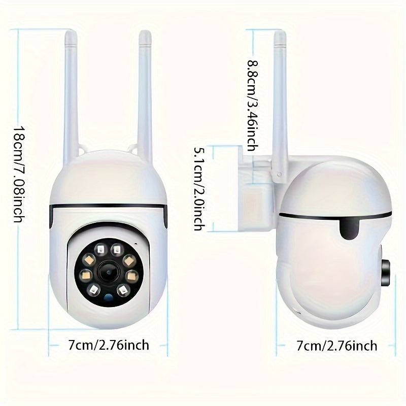 Cámara de seguridad esférica, detección de movimiento, visión nocturna en color, pulsador de alarma, cámara de seguridad para el hogar inteligente Wi Fi inalámbrica 1080P, cámara de monitoreo panorámica de 355 °, detección de movimiento inteligente,