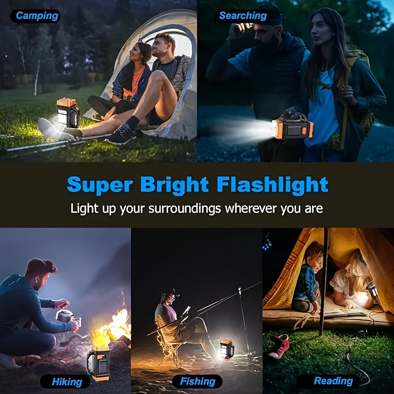 Luz LED Solar multifuncional para acampar, linterna recargable portátil brillante, adecuada para senderismo y acampada al aire libre