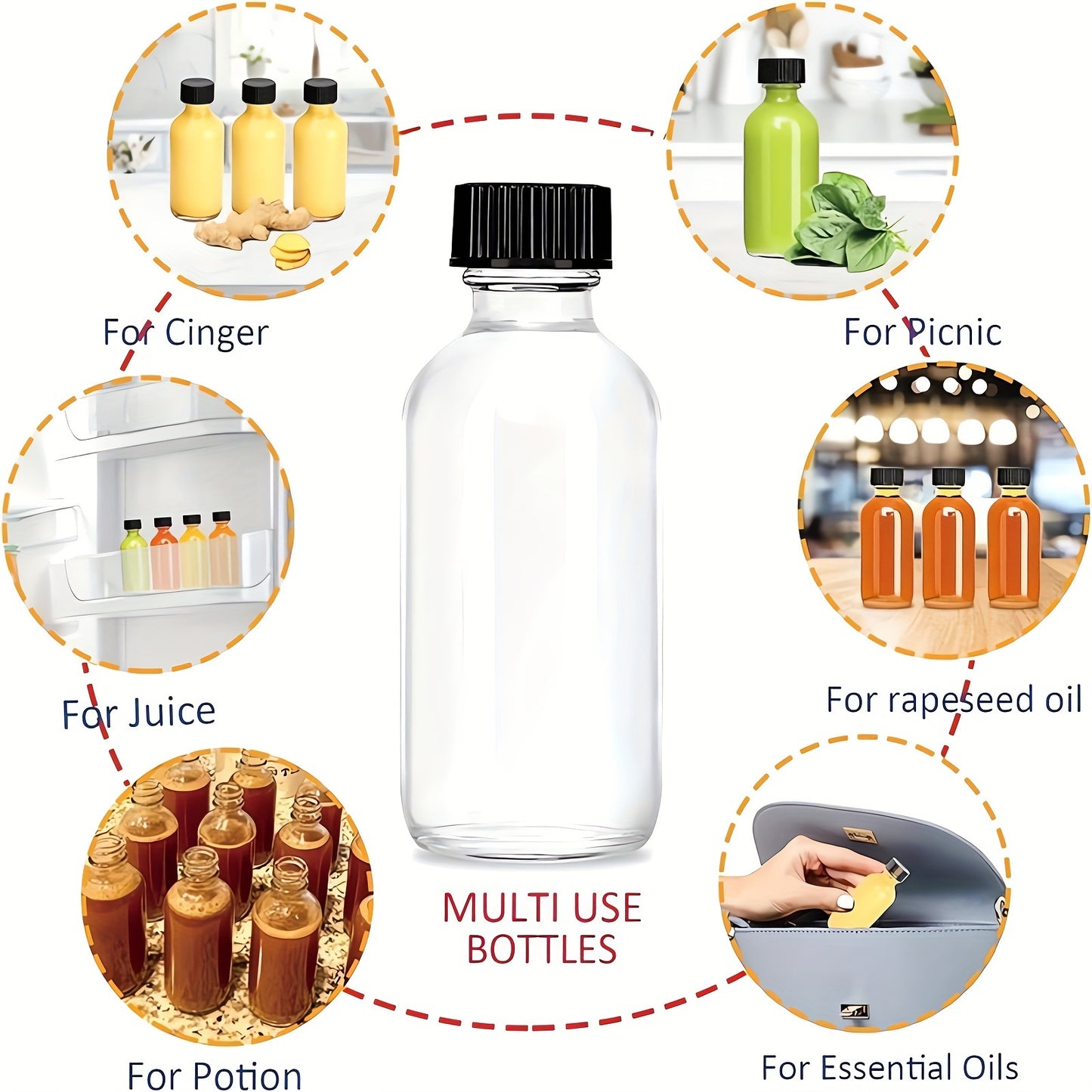 12 piezas de Botellas de Vidrio con Tapas y 2 Embudos de Acero Inoxidable de 2 oz (60 ml), Botellas Pequeñas de Vidrio Transparente para Pociones, Shots de Jengibre, Whisky, Líquidos, Botellas Esenciales de Viaje Miniatura, Suministros de Viaje