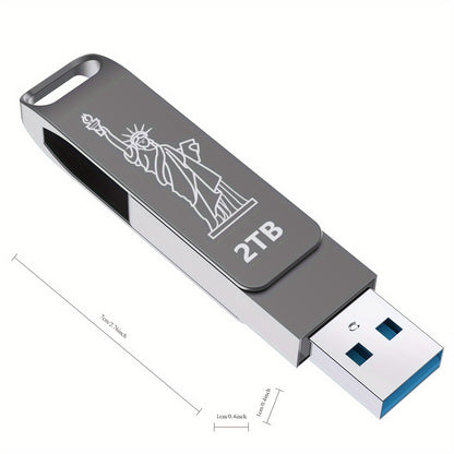 Unidad flash USB de 2 TB: velocidades de lectura de hasta 80 MB/seg. Memoria USB de 2 TB Pen Drive de 2000 GB Diseño de llavero estilo metal giratorio de 2 TB