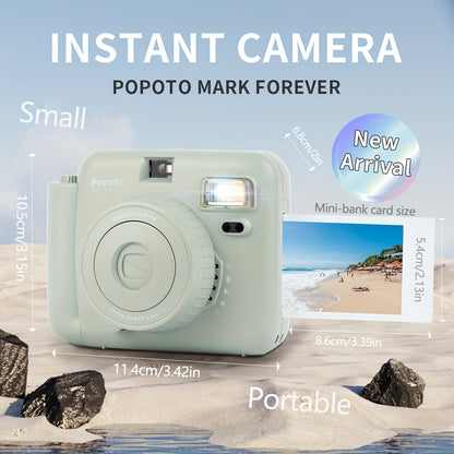 Nueva mini cámara instantánea Popoto adecuada para Fujifilm Instax Mini Twin Pack Film (pilas AA * 2 no incluidas) Fiesta/Regalo/Al aire libre/Novia/Vida