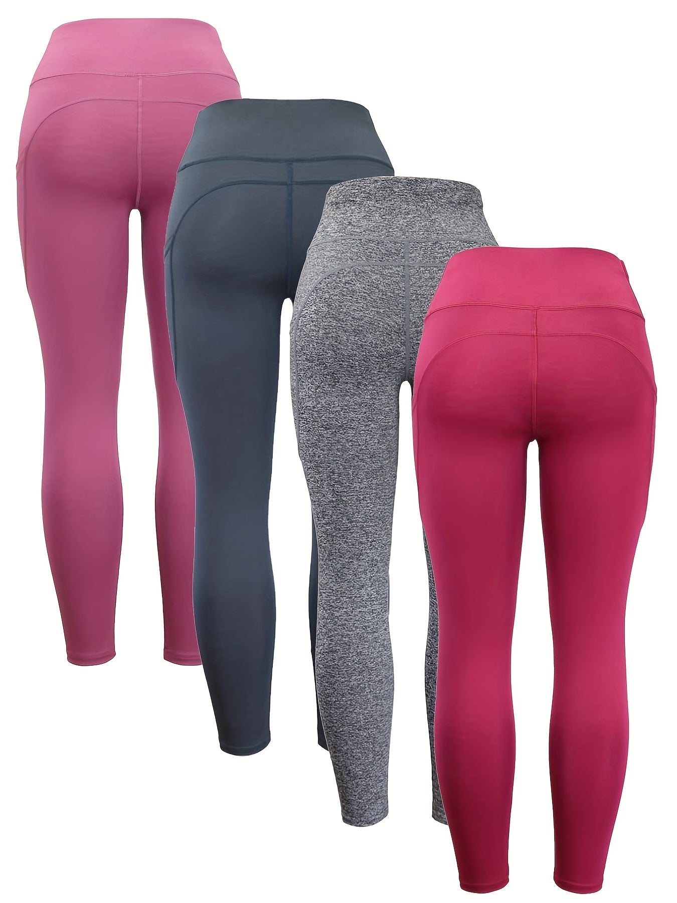 Leggings de yoga de cintura alta con bolsillo, 4 piezas, sin costuras, que realzan los glúteos y son elásticos, ropa deportiva para mujer, para otoño e invierno, cintura ancha