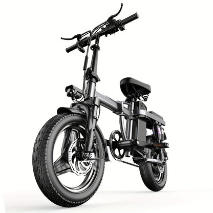 Bicicleta eléctrica, motor de 500 W, neumáticos de 14", minibicicletas eléctricas plegables para adultos, alcance de 20 MPH y 25 millas, bicicleta eléctrica para adultos, batería de 48 V 13 AH, suspensión doble