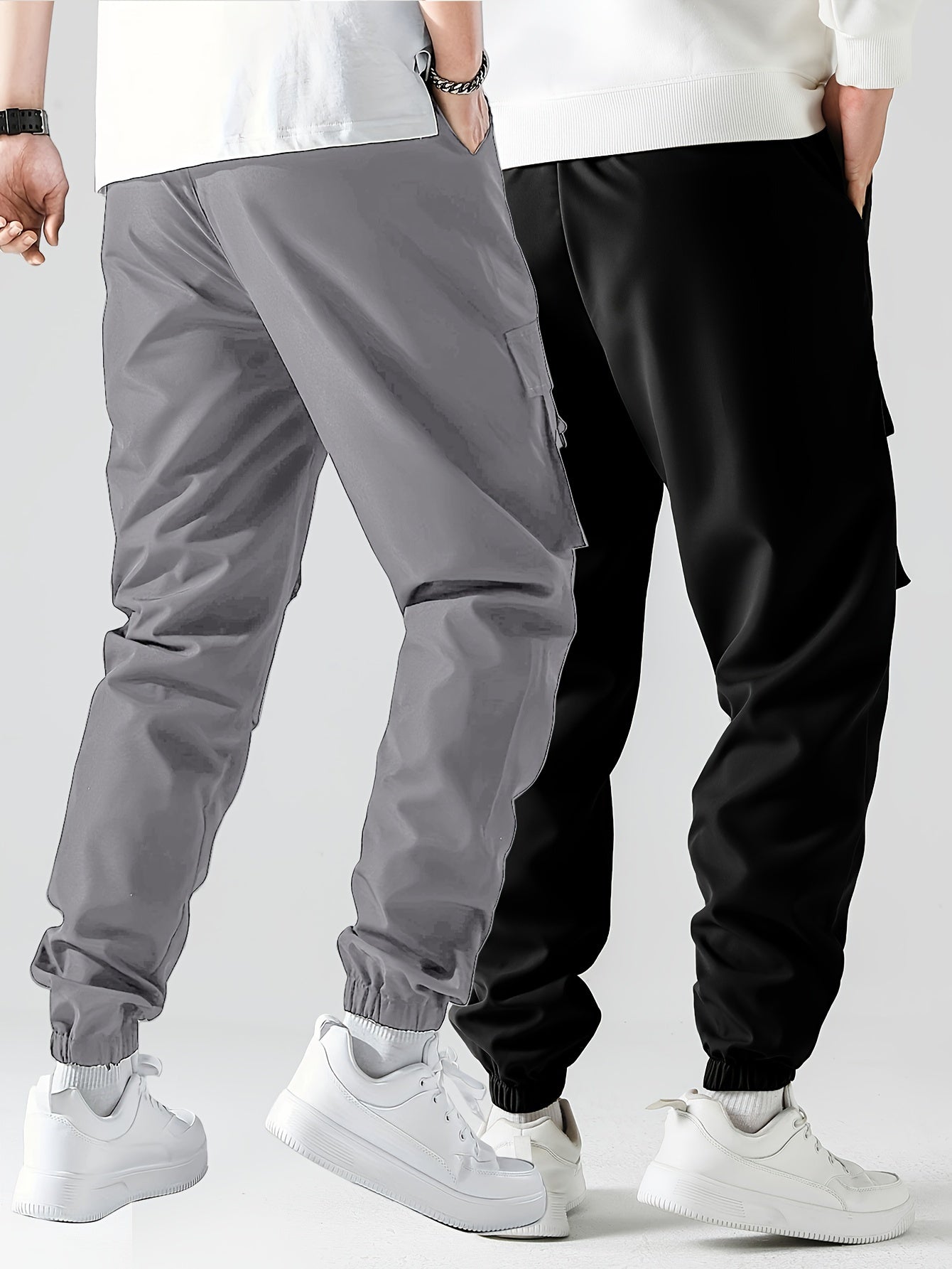 Pantalones cargo para hombre con estampado de cara sonriente, elegantes, de 2 piezas, con bolsillos, informales, transpirables, con cordón, para caminar por la ciudad, actividades al aire libre