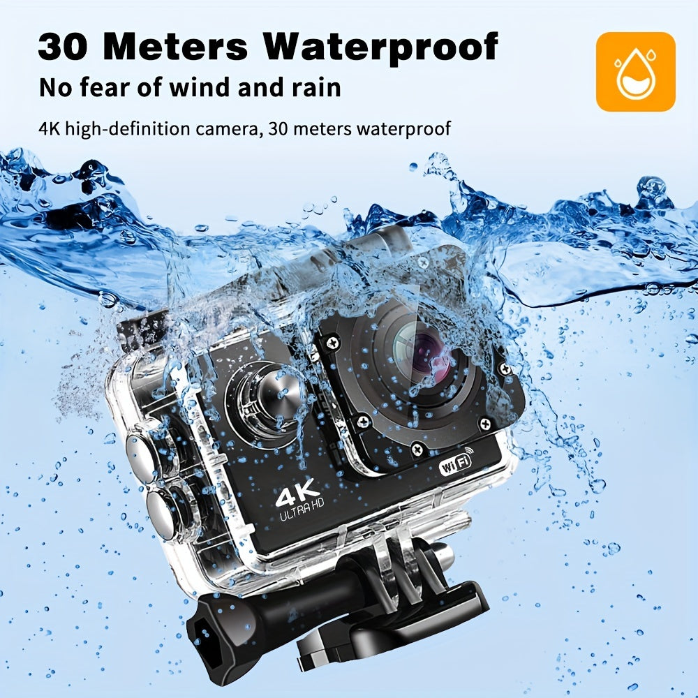 Cámara de acción 4K Ultra HD - Resistente al agua, WiFi, control remoto, tarjeta de 8 GB, lente gran angular de 170° - Captura tus aventuras como nunca antes