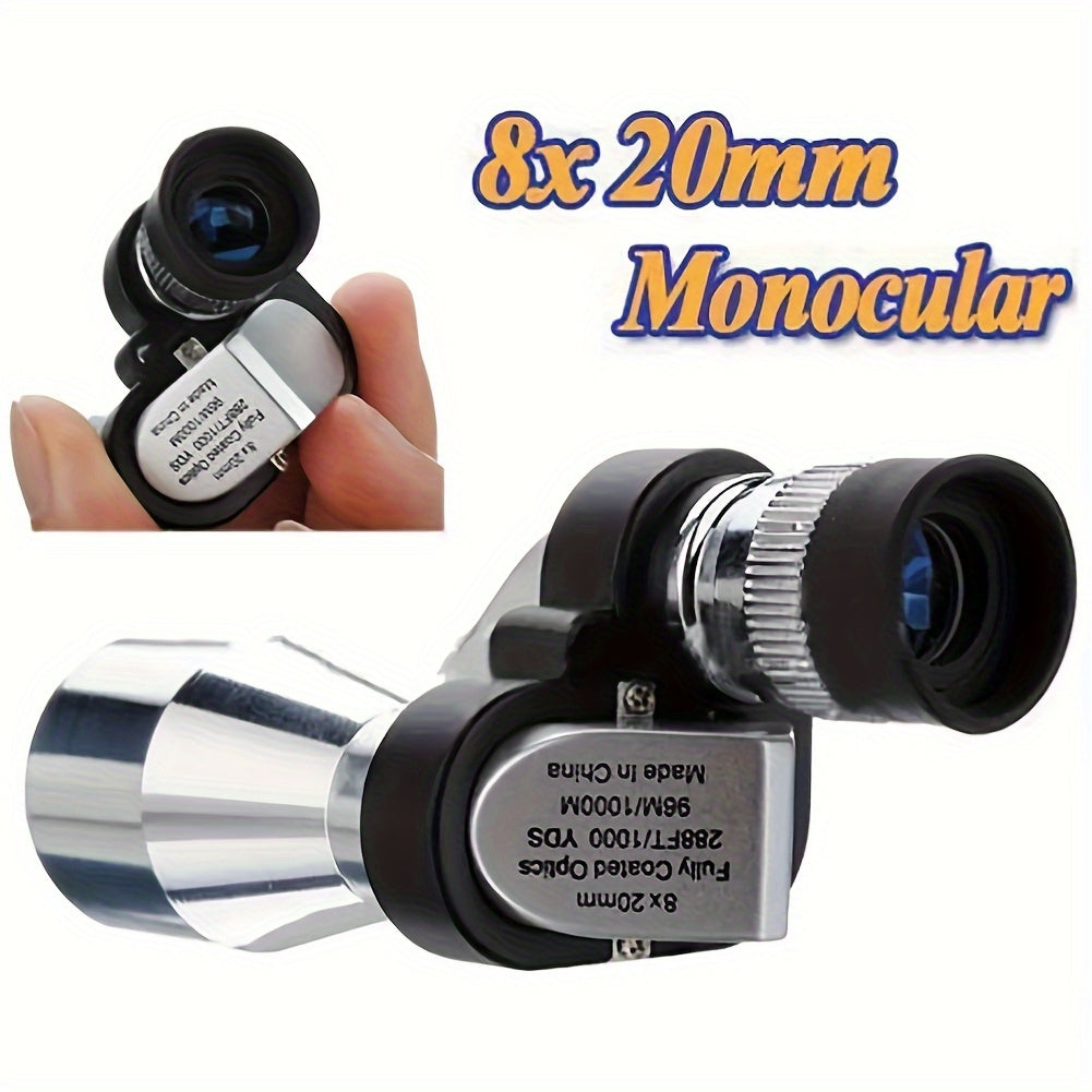 Mini telescopio monocular de bolsillo con zoom y visión nocturna HD de 8 x 20 para exteriores, portátil, para caza, acampada, montañismo, senderismo, observación de aves, como regalo de Halloween y Navidad