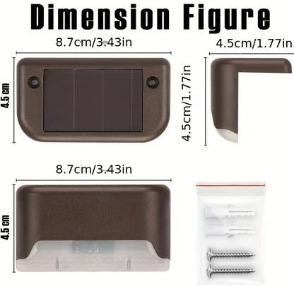 Paquete de 16 luces solares para jardín al aire libre, luces para cubierta de escaleras, luces de pared para pasillo, luz decorativa para riel